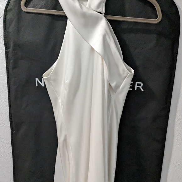 Galvan London Ivory Satin, Cropped Pandora Bridal Dress, Midi - Picture 10 of 14